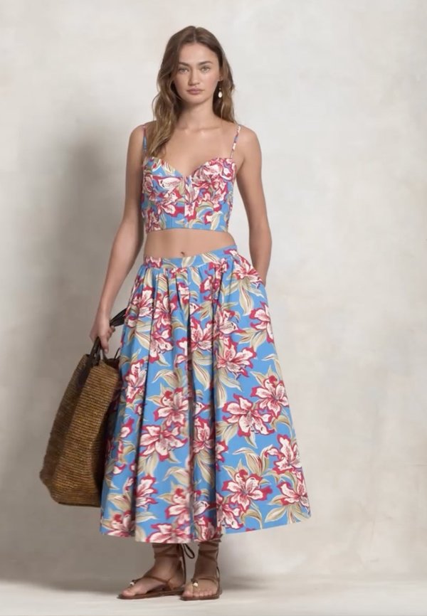 PARTED COTTON POPLIN KNEE FULL - A-line skirt - royal2