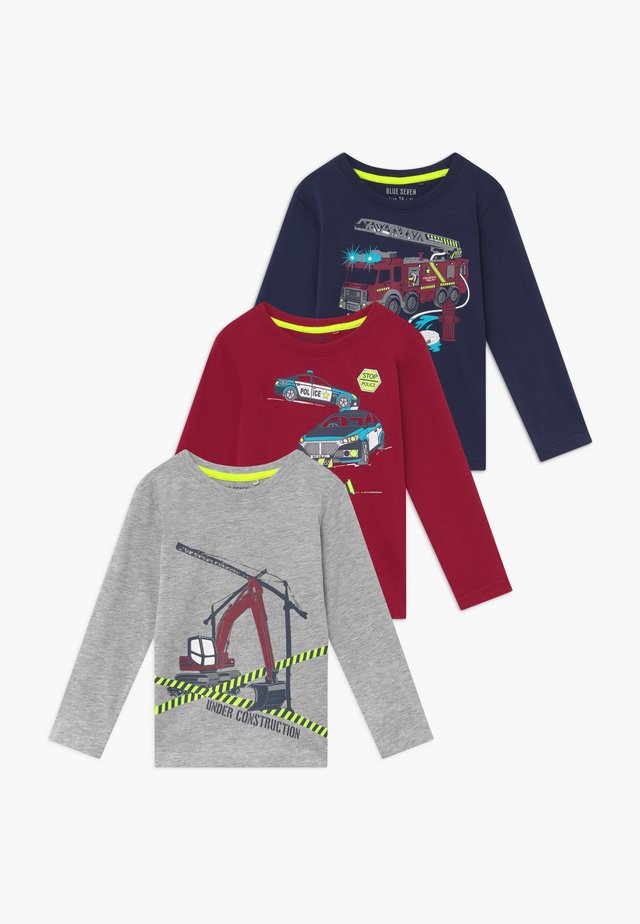 KIDS FIRE TRUCK POLICE CAR DIGGER 3 PACK - Langærmede T-shirts - bordeaux/blau/nebel