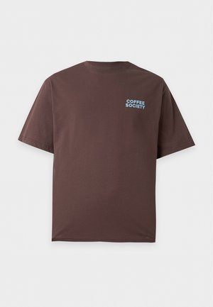 YOURTURN, UNISEX COFFEE SOCIETY REGULAR FIT - T-shirt imprimé - dark brown