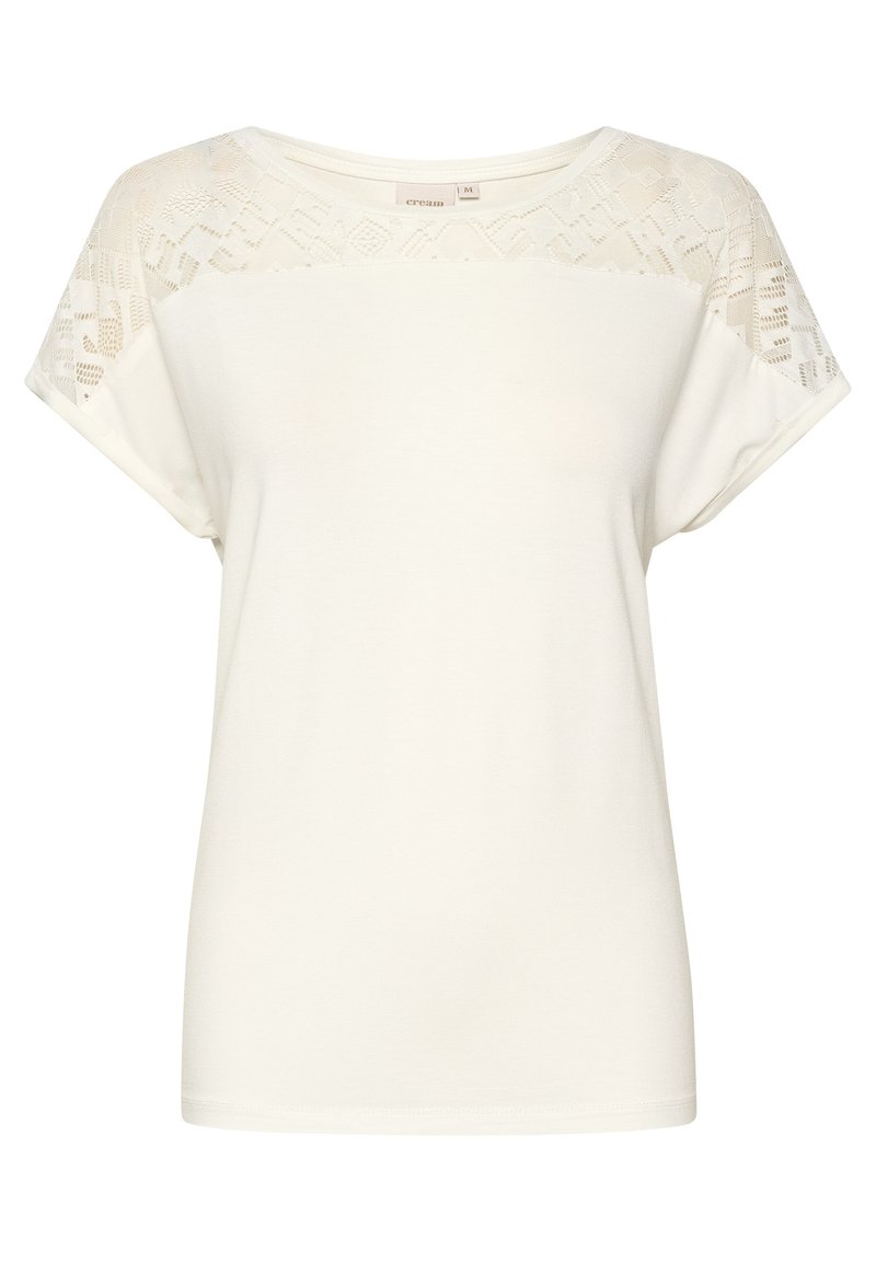Cream T-shirt print wit