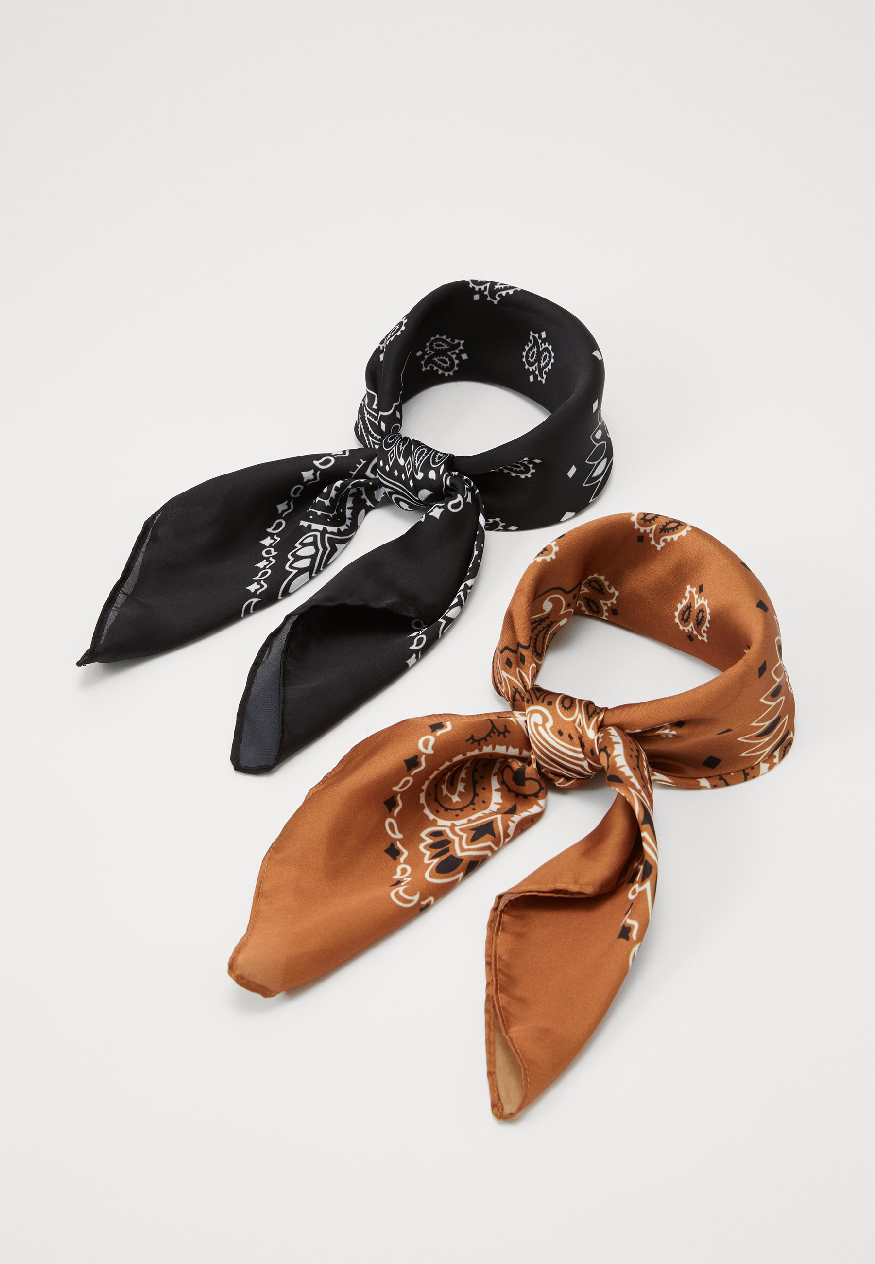 Urban Classics BANDANA UNISEX 2 PACK - Scarf - black/cognac/svart