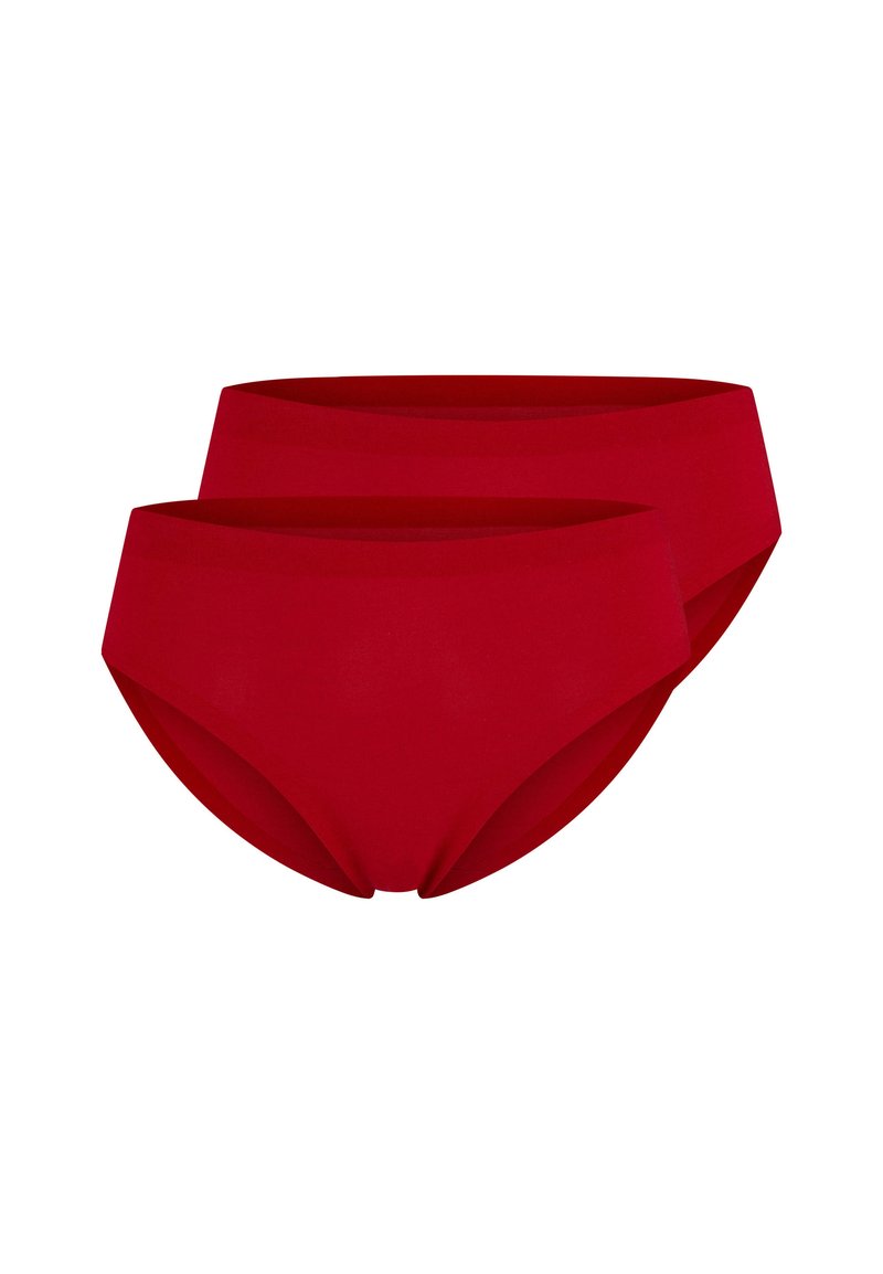 Culotte in cotone rosso, design senza cuciture con vita alta, caratterizzate da una texture liscia e copertura totale. La confezione include due paia.