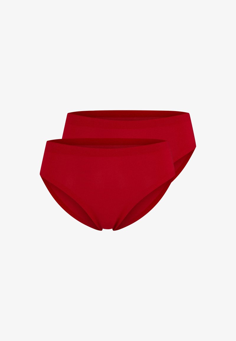 Culotte in cotone rosso, design senza cuciture con vita alta, caratterizzate da una texture liscia e copertura totale. La confezione include due paia.