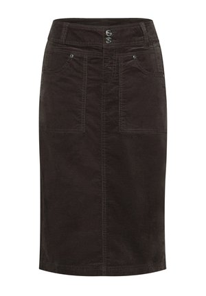 Street One, MIDI CORDROCK IN UNIFARBE - Jupe crayon - black coffee