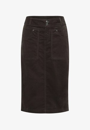 Street One, MIDI CORDROCK IN UNIFARBE - Jupe crayon - black coffee
