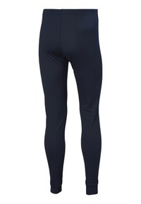 Navy blue fitted thermal leggings with elastic waistband and ankle cuffs, shown from the back.