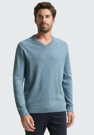 MIT V-AUSSCHNITT - Strickpullover - faded blue melange