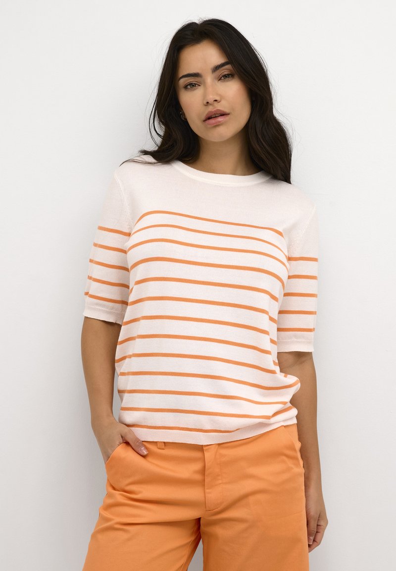 Kaffe - LIZZA NARROW STRIPED   - T-shirt con stampa - chalk melon stripe, Ingrandire