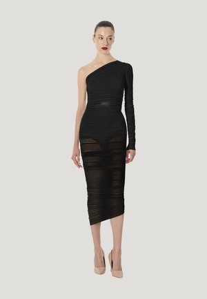 SHEER DRAPE - Jupe crayon - black