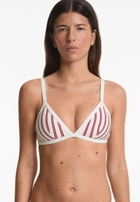 OYSHO TRIM TEXTURED STIPLE TRIANGLE - Sutien costum de baie din două piese - beige