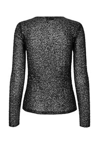 Μαύρη μπλούζα με μακριά μανίκια, που διαθέτει υφή με κεντήματα, στρογγυλή λαιμόκοψη και εφαρμοστή γραμμή.