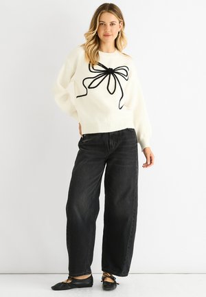 CONTRAST BOW - Jumper - off-white
