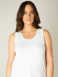 Witte mouwloze tanktop van gladde katoenmix, met een ronde halslijn en een ontspannen pasvorm.