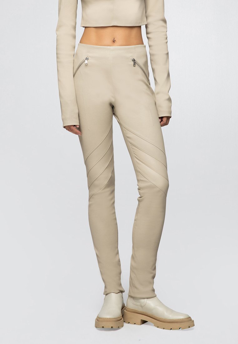 Vespucci by VSP Leren broek crème