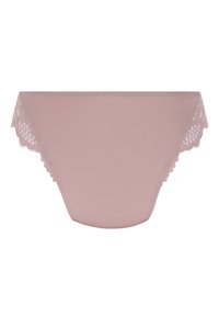 Rosa Slip aus Baumwollmischung mit gewelltem Spitzenbesatz an den Kanten, ausgestattet mit einer glatten, dehnbaren Textur und klassischem Design.