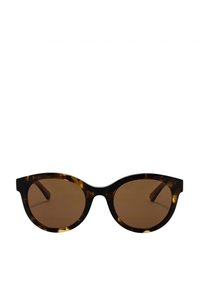 Gafas de sol carey con lentes marrones, forma de ojo de gato y montura gruesa, con sutiles variaciones de patrones claros y oscuros.