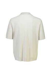 Korte mouwen, crèmekleurig polo-shirt gemaakt van textuurstof met een subtiel ruitpatroon, met een standaard kraag en ribgebreide zoom.