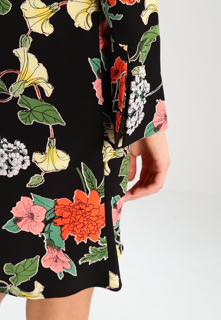 Robe Dorothy Perkins Noir à Fleurs - Taille 10 - Modèle Court Manches Courtes - Neuve Avec étiquette