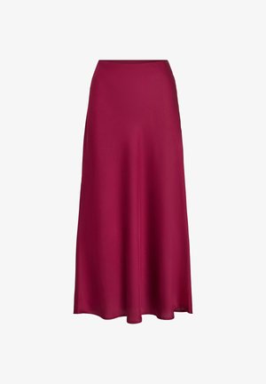 Pikk, voolav seelik sügavbordoopunases satiinis. Omadused: kõrge vöökoht ja sujuv tekstuur, serv kergelt väljapoole lehvimas.