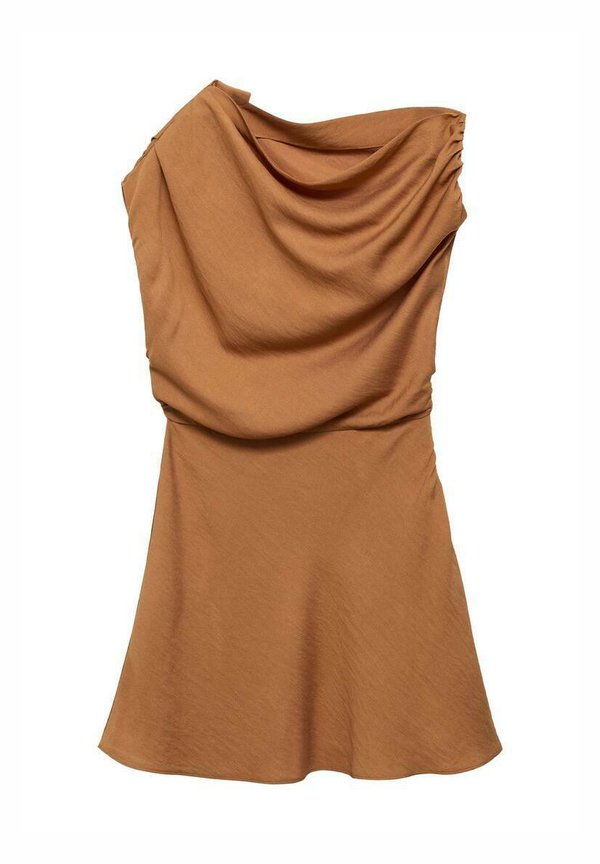 ASYMMETRIC DRAPED - Day dress - burnt orange2