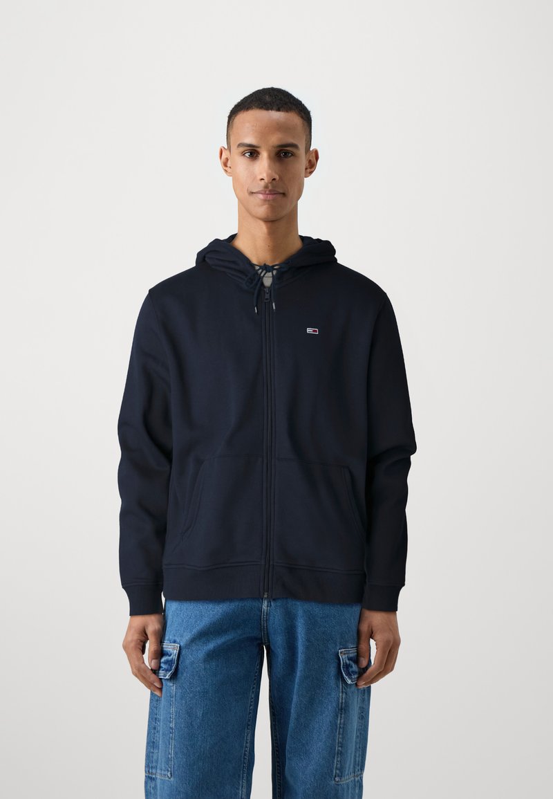 Tommy Jeans FLAG ZIP THRU - Jersey con capucha - dark night navy