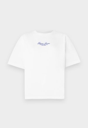 Guess Jeans SCRIPT TEE - Printtipaita - pure white