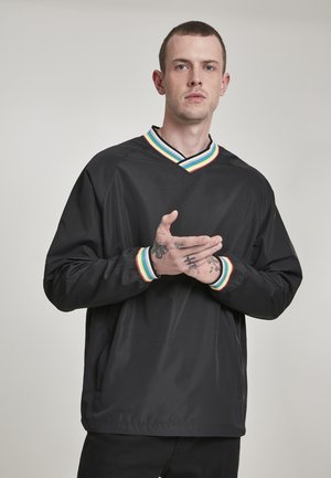 RIB STOP V-NECK PULL OVER - Sudadera - black