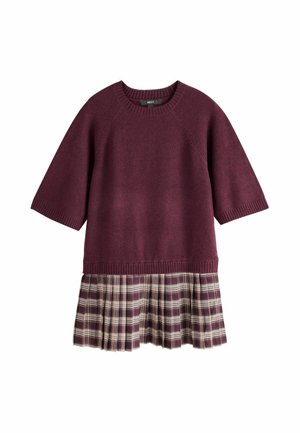 Next, SHORT SLEEVE KINT 2 IN 1 MINI DRESS - Strikkjoler - burgundy red