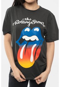 Paradiso Clothing THE ROLLING STONES RAINBOW TONGUE - Print T-shirt - charcoal