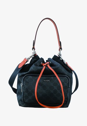 Sac à main Joop! noir avec cordon orange et accents sur la poignée, poche avant zippée et bandoulière amovible.