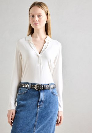 BLOUSE LONG SLEEVE POLO COLLAR - Bluză cu mânecă lungă - offwhite