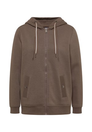 Cecil, SWEATJACKE MIT ANGERAUTER OBERFLÄCHE - Sweat zippé - cocoa taupe