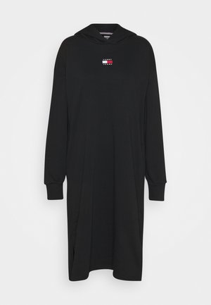 LONGLINE HOODIE BADGE DRESS - Denní šaty - black