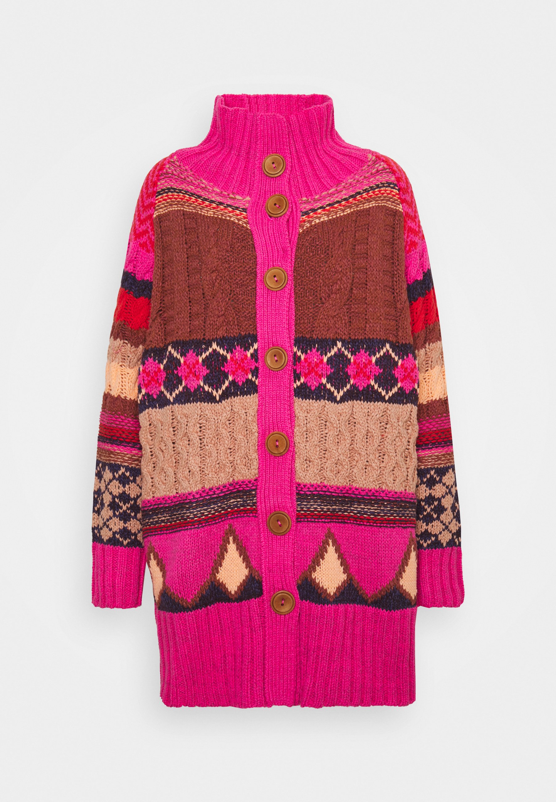 Free People ARGYLE SMILE CARDI 