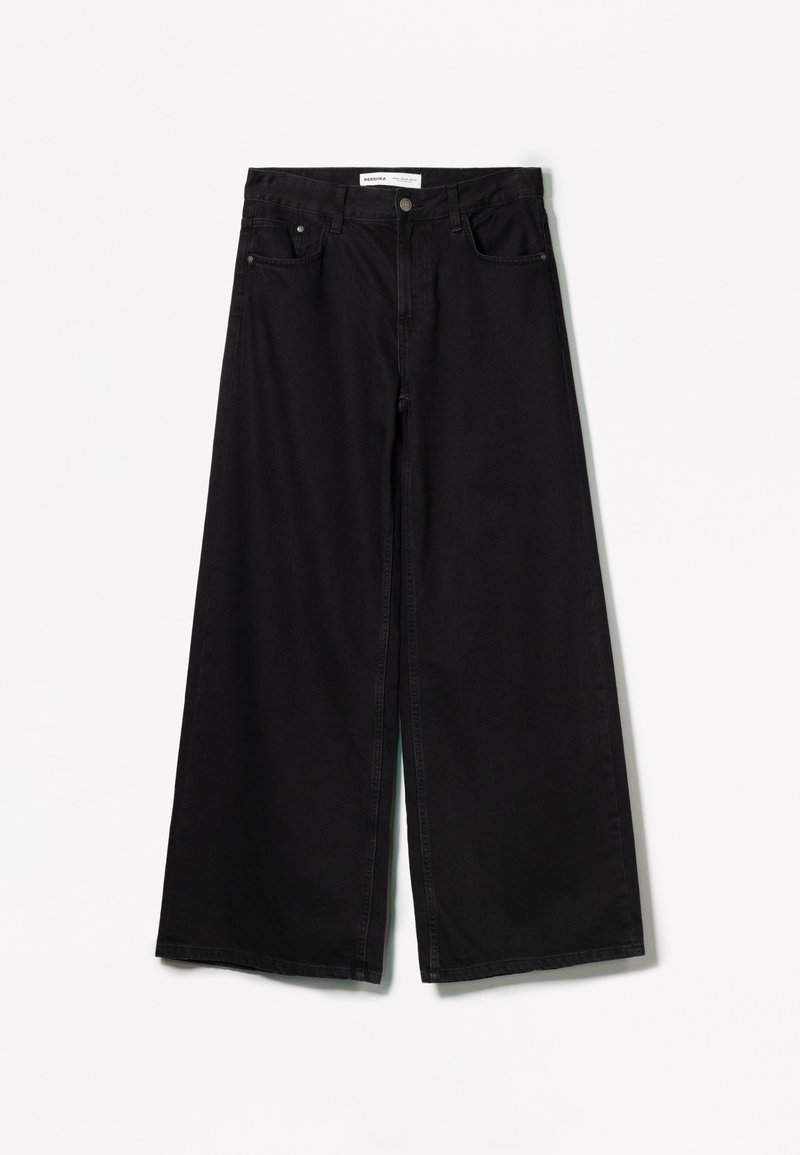 Bershka WIDE-LEG - Wide Leg - black