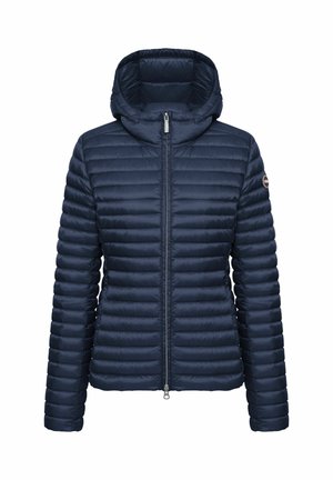 Tumesinist värvi tikitud topeltvoodriga jakk kapuutsiga, pikkade varrukatega, täielikult ees lukuga ja väikese logomärgiga vasaku ülajäseme peal.