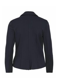 Marineblå blazer med reverskrave, lange ærmer og en skræddersyet pasform med rygfolder og uden synlige lukninger.