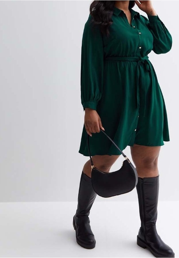 green emerald velvet dress Kelly Green Mini Shirt Dress - All Dresses main image 0