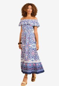 REGULAR FIT - PRINTED BARDOT RUFFLE  - Maxikleid - blue tile