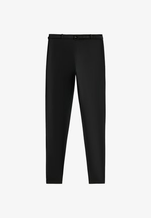 OYSHO, COMFORTLUX HIGH-RISE 65CM ANKLE-LENGTH LEGGINGS WITH BELT - Legíny – nohavice - black