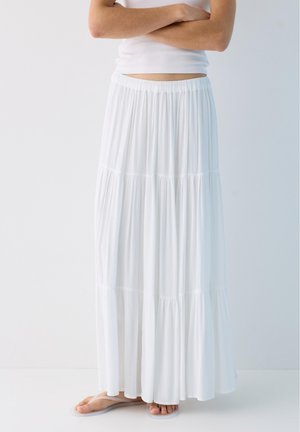 PULL&BEAR PANELLED - MIDI SKIRT - A-snit nederdel - white
