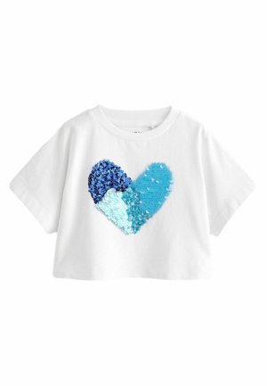 SEQUIN HEART- REGULAR FIT - T-shirt med print - white