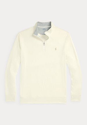 LUXURY JERSEY QUARTER ZIP PULLOVER - Long sleeved top - parchment cream