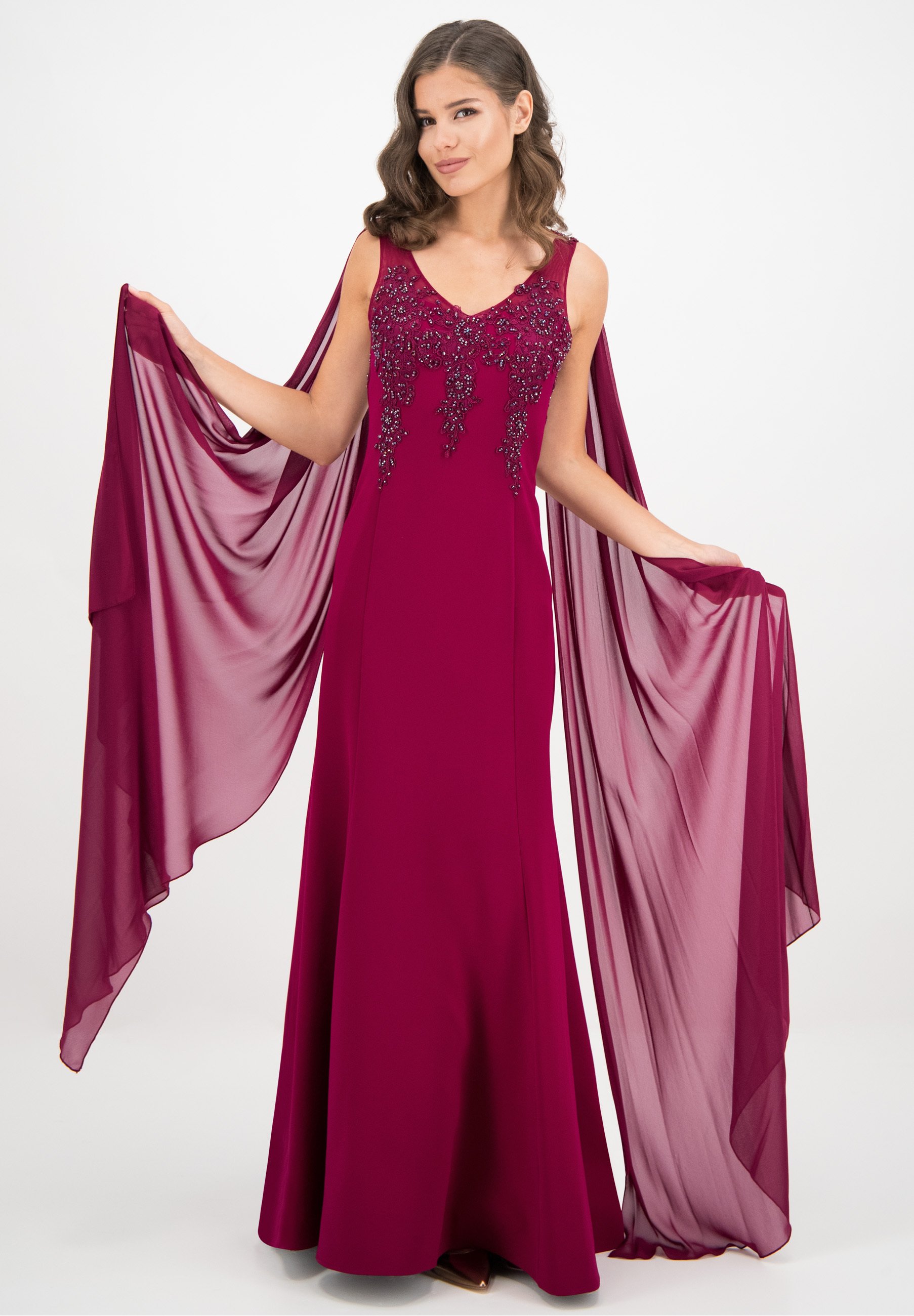 Prestije MIT CHIFFON - Vestito lungo - violette/bordeaux - Zalando.it