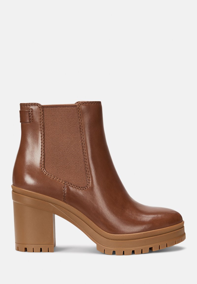 Lauren Ralph Lauren CAILIE LEATHER BOOTIE - Magassarkú bokacsizmák - tan