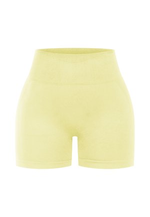 Lichtgele high-waisted shorts van zacht materiaal. Beschikt over een gladde textuur en een aansluitend ontwerp met nette, afgewerkte zoom.