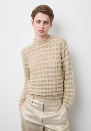REGULAR FIT  WITH CHECK PATTERN - Strickpullover - beige marl