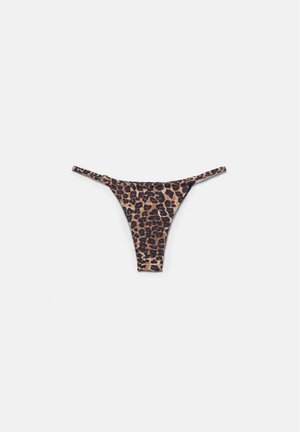 PULL&BEAR, LEOPARD PRINT GATHERED - Bas de bikini - brown