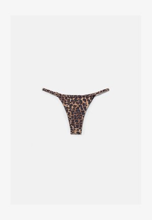 PULL&BEAR, LEOPARD PRINT GATHERED - Bas de bikini - brown