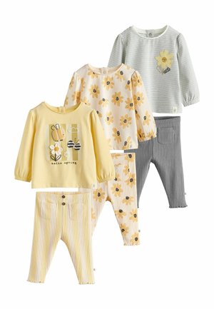6 PIECE SET  - REGULAR FIT - Legingi — bikses - yellow flower  stripe